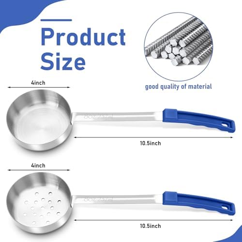 Teenyyou 8 Pcs Portion Control Serving Spoons Scoops, Dark Blue, 8 oz - Image 2