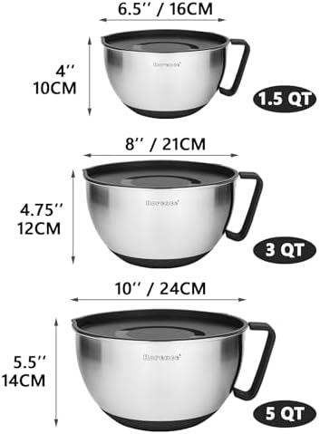 Rorence Mixing Bowls with Lids Set, 3 Grater Attachments, 3 & 5 Qt - Image 3