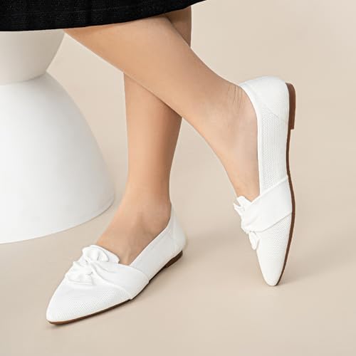 HONHOLD Women's Pointed Toe Flats Breathable Knit Ballet Flats - Image 2