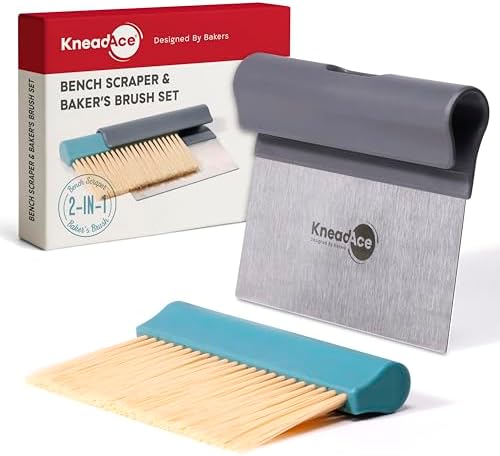 KneadAce Dough Scraper & Baker’s Brush.Stainless Steel Bench Scraper & Flour by KneadAce-DesignedbyBakers