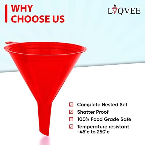 LIQVEE™ Funnel for Kitchen Use – Red Set in 4 Sizes | Durable, Non-Toxic Food - Image 4