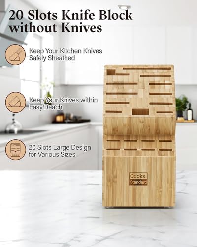 Cooks Standard Classic Bamboo 20-Slot Universal Knife Block without Knives - Image 4
