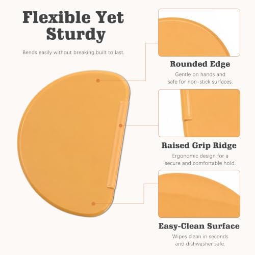 3PCS Orange Silicone Bowl Scraper Set, Flexible Curved Dough Scraper - Image 5