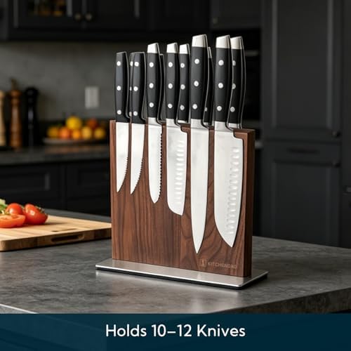 KITCHENDAO Black Walnut Magnetic Knife Block, Double-sided Magnetic Knife - Image 4