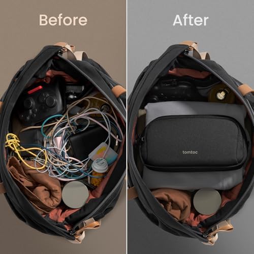 tomtoc Electronic Organizer Travel Case, Dual Compartment Tech Organization - Image 4