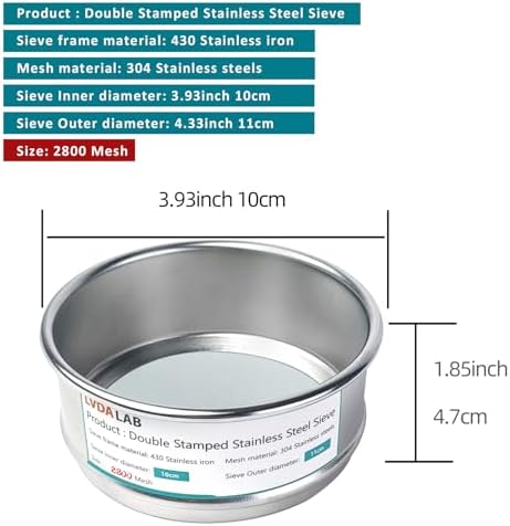 4" 304 Stainless Steel Lab Sieve, 2800 Mesh Screen Sifter - Image 2