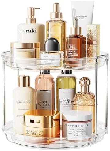 LAMU Rotating Makeup Organizer for Vanity, 10.6in 2 Tier Lazy Susan Turntable by YourHome-OrganizationHelper
