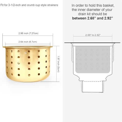 Kitchen Sink Drain Basket Only, 3-inch Basket Gold - Image 4