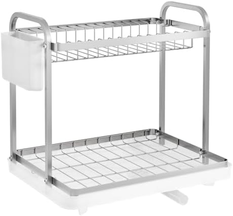 Sakugi Dish Drying Rack 2-Tier 15x11.4x15 Silver Double Rod - Image 3