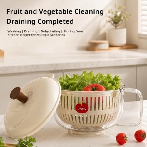 Salad Spinner- Wash, Salad Spinner Double Layer Vegetable Dryer Washer - Image 6