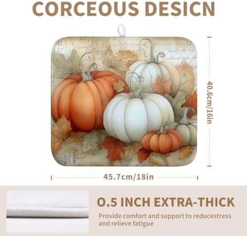 Fall Dish Drying Mats for Kitchen Counter Autumn Pumpkin Maple Leaf Vintage - Image 2