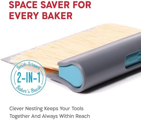 KneadAce Dough Scraper & Baker’s Brush.Stainless Steel Bench Scraper & Flour - Image 2