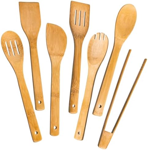 Eisinly 7-Piece Wooden Cooking Spoons, Durable Carbonized Bamboo Utensil Set by Eisinly