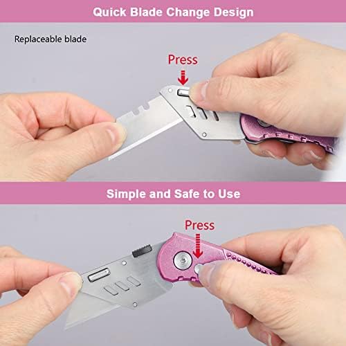 Vickay Folding Utility Knife, Heavy Duty Box Cutter, Razor Knife-Pink - Image 5