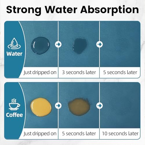 PoYang 24x16 Inch Coffee Mat, Large Dish Drying Mat, Sea Blue - Image 4