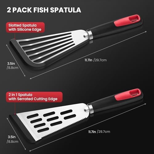 Fish Spatula Set of 2, 600ºF Heat Resistant Fish Spatula Silicone - Image 6