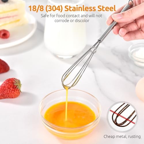 U-Taste Small Mini Whisks for Cooking, 18/8 Stainless Steel 7" Wisking Tool - Image 3