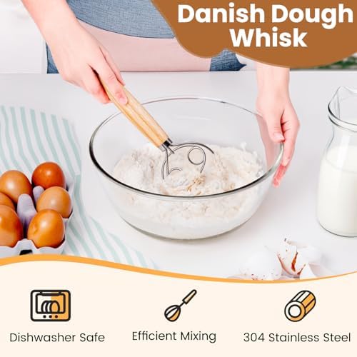 Danish Dough Whisk with Sourdough Tools, - Image 3
