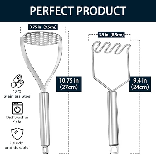 18/0 Stainless Steel Potato Mashers, 10.7-in Kitchen Masher Tool - Image 4