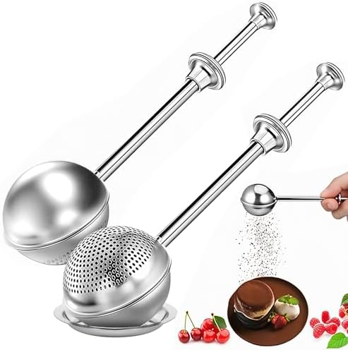 2Pcs Flour Sifter for Baking, One-hand Operation Sugar Shaker Stainless Steel by Numola