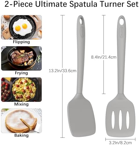 Coukre 2 Pack Silicone Spatula Set, High Heat Resistant - Image 2