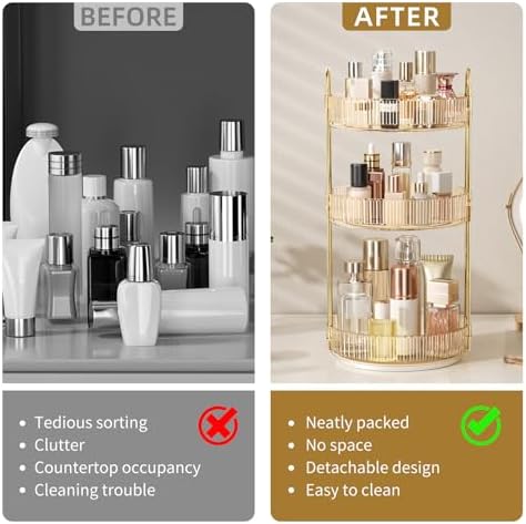 360° Rotating Makeup Organizer, Large Capacity Skincare & Cosmetics Storage - Image 2