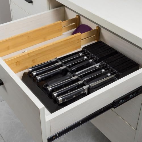 Utoplike Bamboo Knife Drawer Organizer, In-drawer Knives Block - Image 3