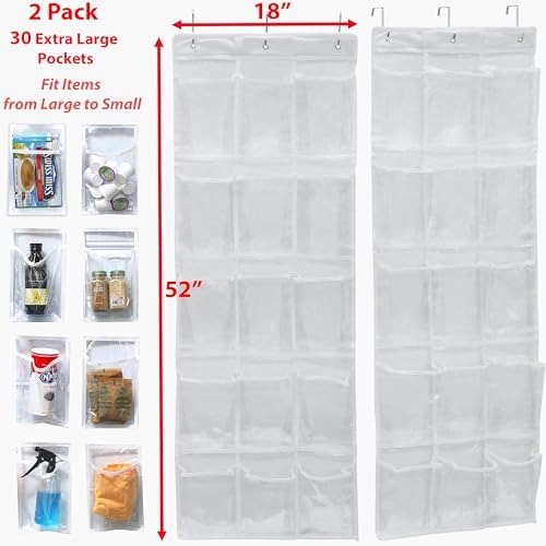 Simple Houseware 15 Pockets Clear Over the Door Pantry Organizer, 2 Pack - Image 2