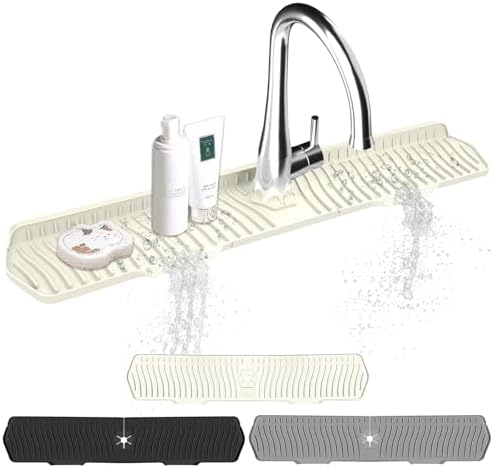 Kitchen Sink Splash Guard Gen2-30" x 6'' Silicone Sink Mat Splash Guard fit by EBIGIC