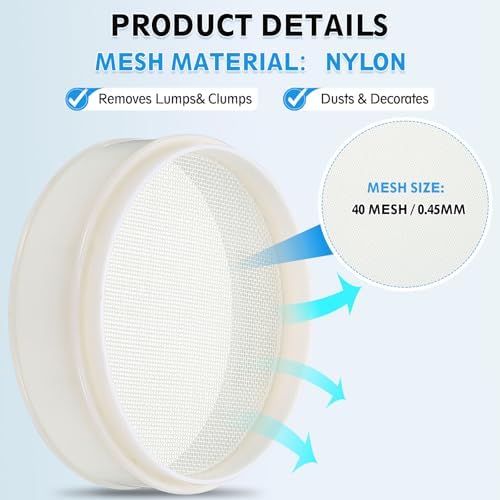 PATIKIL 40 Mesh Lab Sieve, 7.9" Diameter Sifting Screen Nylon Wire Cloth Fine - Image 3