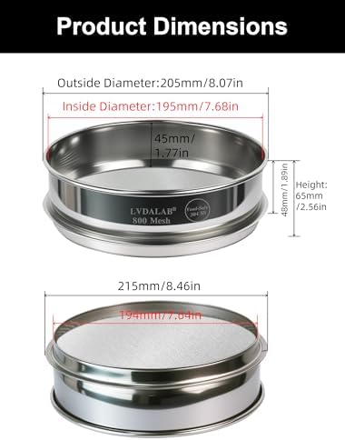 8" Full 304 Stainless Steel Lab Sieve, 800 Mesh - Image 5