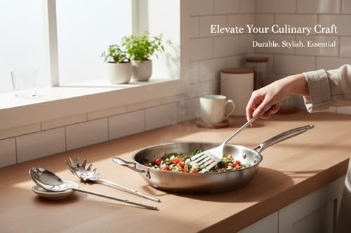 Melvvi Silver Stainless Steel Kitchen Utensils Set – 9-Piece | Non-Toxic - Image 4
