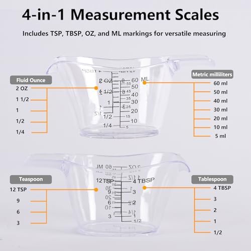 4 Pack Small Measuring Cups, 2oz/60ml Mini Measuring Cup - Image 3