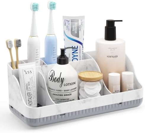Bathroom Counter Organizer and Storage, 7 Slots Detachable Toothbrush Holders by Homtalker