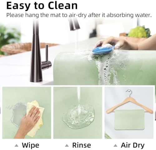 LOPNUR Small Dish Drying Mat for Kitchen Counter, Sage Green - Image 7