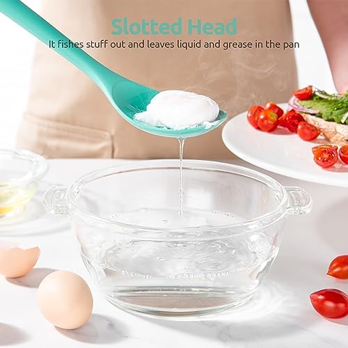 U-Taste Silicone Spoons Set of 2, 13.3" Long Large Mixing Spoon, Aqua Sky - Image 5