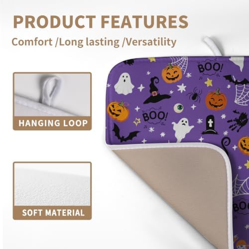 Halloween Dish Drying Mat for Kitchen Counter Cute Cat Boo Bats Skull Drying - Image 3