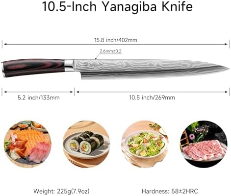 Sunnecko 10.5 inch Sashimi Knife, Sushi Knife - Image 7