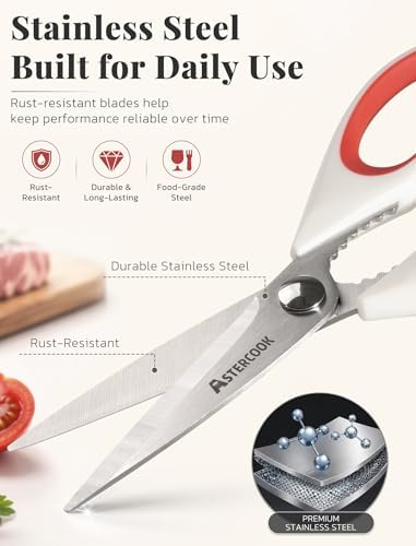 Astercook Kitchen Scissors, Vegetables and Packaging, Dishwasher Safe - Image 3