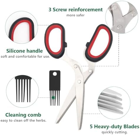 Luxiv Herb Scissors And Stripper Set, 5-Blade Stainless Steel Kitchen Tools - Image 4