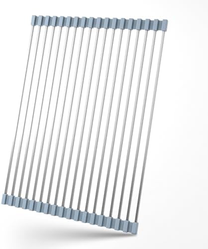 16.93 ×12.91 Inch Sink Drying Rack Roll Up, Silicone Wrapped 304 Square by TlaroRiz