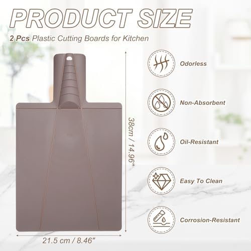 uxcell 2Pcs Foldable Cutting Board 15"x8.5" Plastic Folding Cutting Brown - Image 2