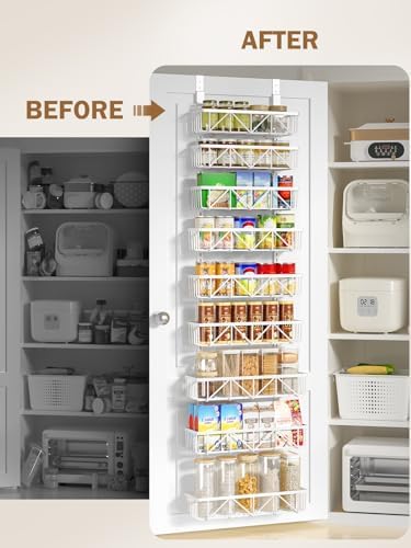 Delamu Adjustable Over the Door Pantry Organizer, 9-Tier Metal Pantry - Image 6