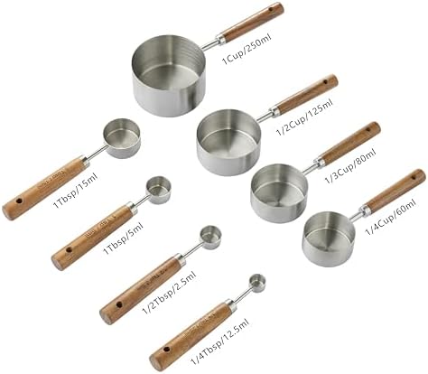 Stainless Steel Metal Measuring Cups and Spoons Set, 8 Pack - Image 2