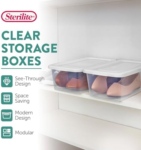 Sterilite Storage Boxes, Stackable Clear Plastic Bins, 6 Quart - Image 3