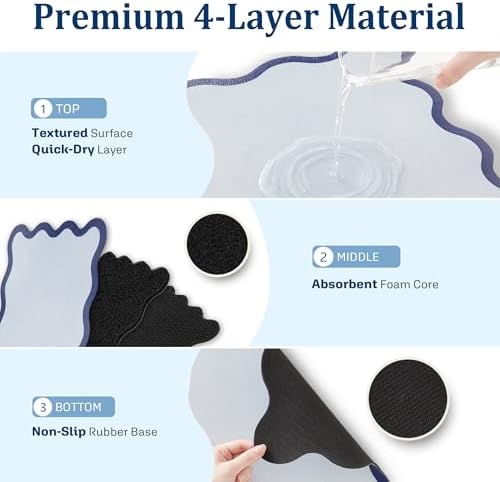 Scalloped Dish Drying Mat for Kitchen Counter, Absorbent Easy Clean Non-slip - Image 5