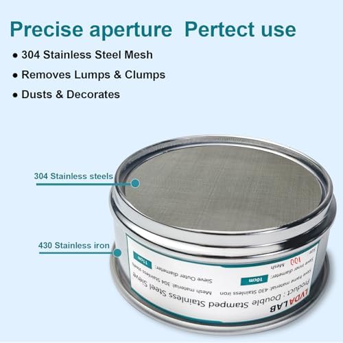 4" 304 Stainless Steel Lab Sieve, 100 Mesh Screen Sifter - Image 2