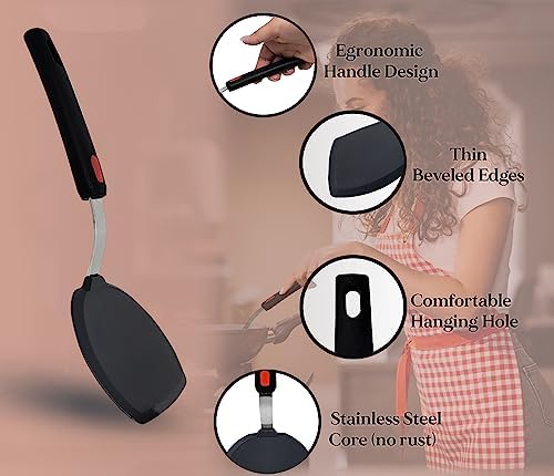 Wide Silicone Pancake Spatula – Large Heat-Resistant Turner - Image 3