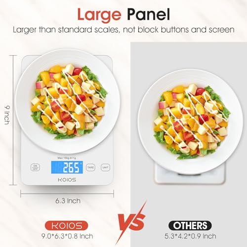 KOIOS USB Rechargeable Food Scale, 33lb/15Kg Kitchen Scale Digital Weight Grams - Image 3