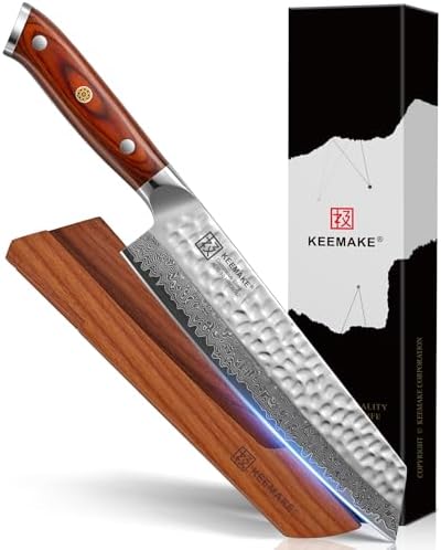8 Inch Damascus Chef Knife, Japanese Kitchen Knife by KEEMAKE